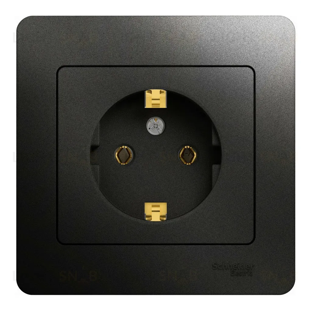 Розетка с/з, 16А (в сборе) Systeme Electric Glossa Антрацит GSL000742 GSL000742