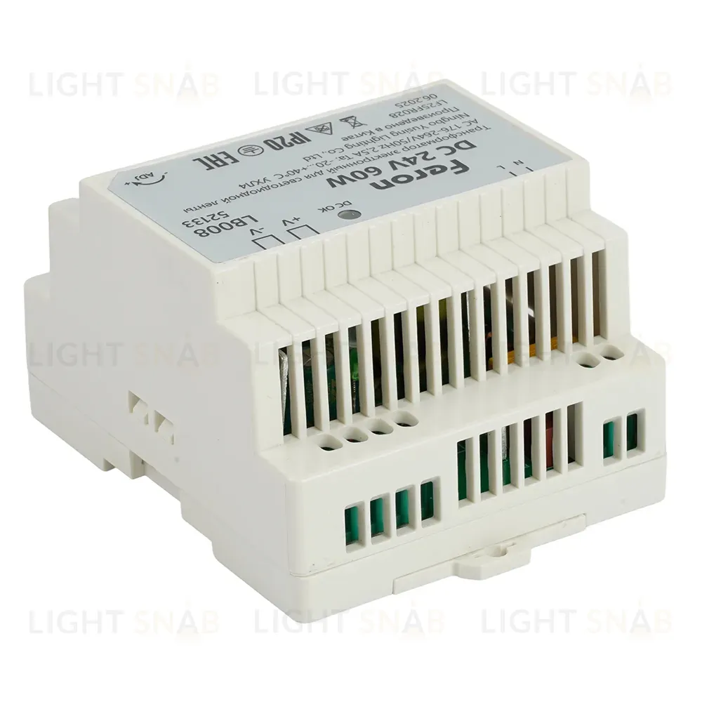 Трансформатор электронный на DIN-рейку Feron LB008 60W 24V IP20 52133 52133