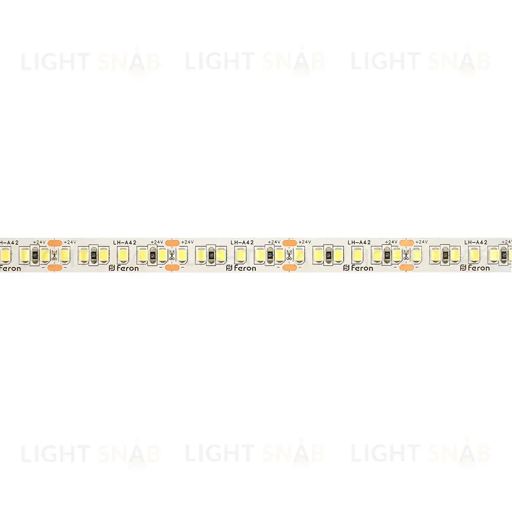 Светодиодная лента 24V Feron LS502, 180*SMD2835, 16W/m, IP20, 6000К (холодный белый) 53091 53091
