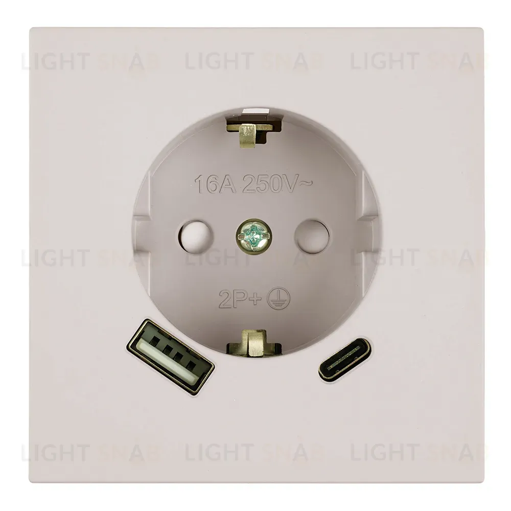 Розетка 1-местная 16А + USB + Type C (механизм) Stekker 250В 20W Мия RST16-3119-08 50482 50482