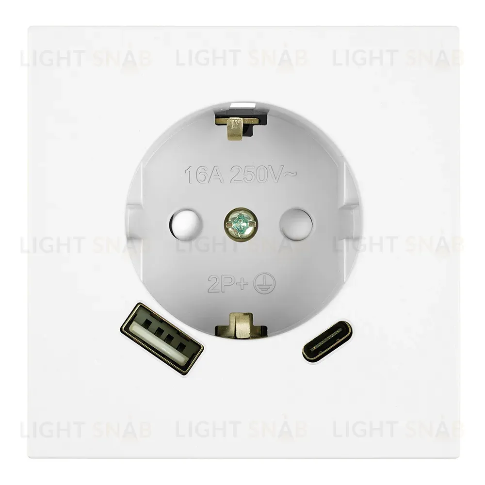 Розетка 1-местная 16А + USB + Type C (механизм) Stekker 250В 20W Мия RST16-3119-01 50438 50438