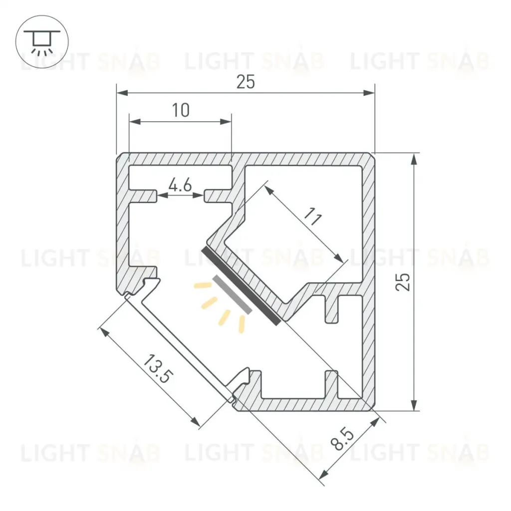 Профиль Arlight SL-KUB-DISPLAY-2525-2000 ANOD BLACK (Алюминий) 062894 062894