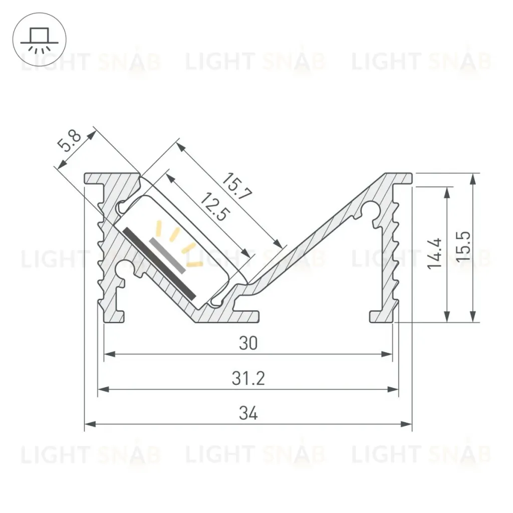 Профиль Arlight SL-BEVEL-W32-F-2000 ANOD BLACK (Алюминий) 063941 063941