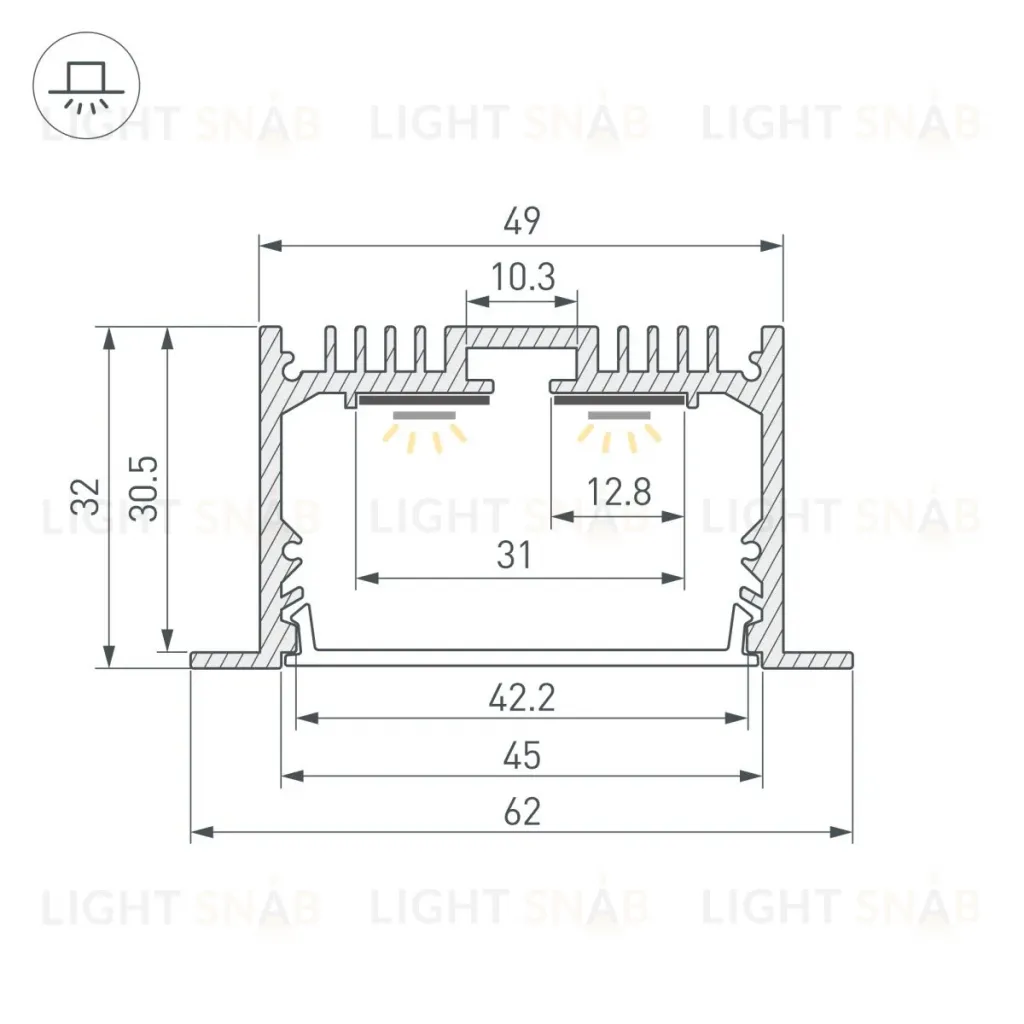 Профиль Arlight SL-LINIA62-F-2000 ANOD (BY) (Алюминий) 059809 059809