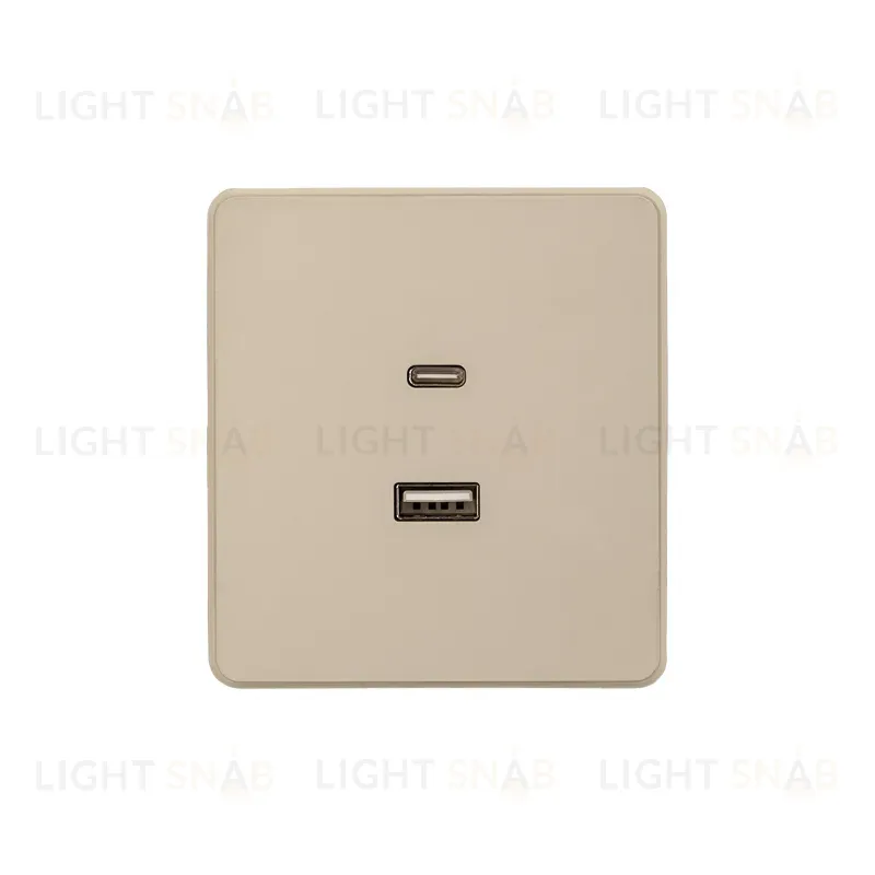 Розетка ROUND USB-A+Type-C 3А с функцией быстрой зарядки шелк KRANZ KR-78-0734-7 KR-78-0734-7