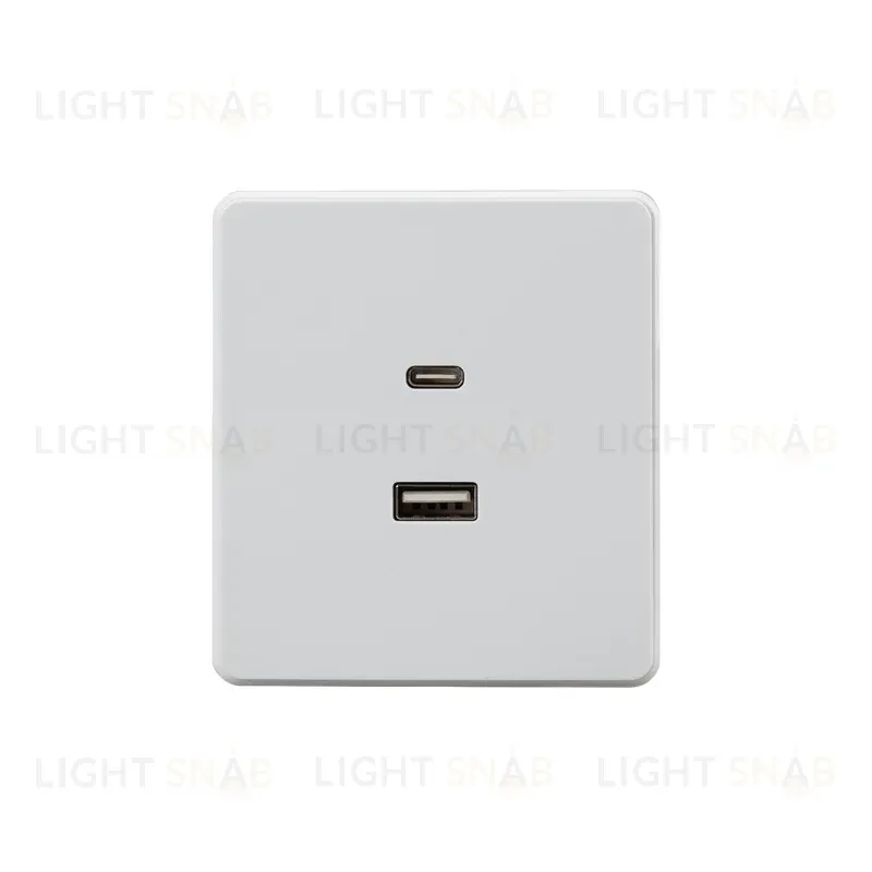 Розетка ROUND USB-A+Type-C 3А с функцией быстрой зарядки перламутр KRANZ KR-78-0734-1 KR-78-0734-1