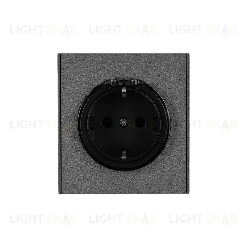 Розетка STRONG 1-ая с/з с/у, со шторками и крышкой 16А графит KRANZ KR-78-0702-6 KR-78-0702-6