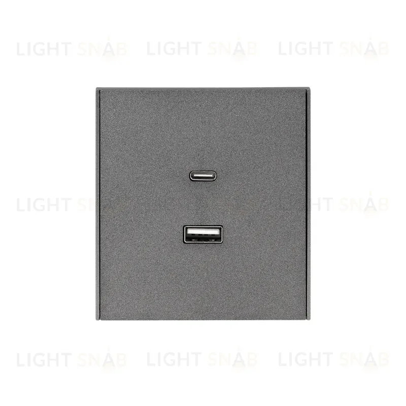 Розетка STRONG USB-A+Type-C 3А с функцией быстрой зарядки графит KRANZ KR-78-0734-6 KR-78-0734-6