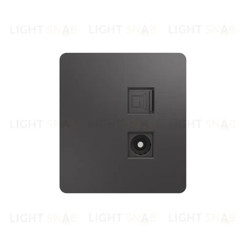Розетка ROUND компьютерная RJ45 кат6 + TV с/у титан KRANZ KR-78-0722-2 KR-78-0722-2