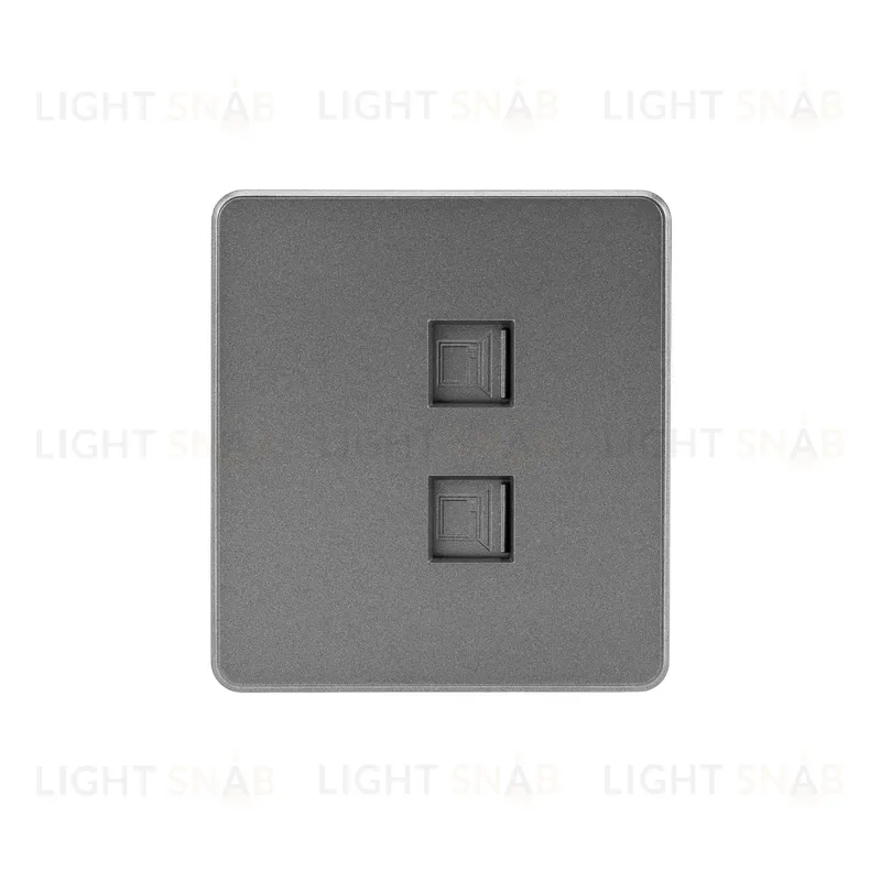 Розетка ROUND компьютерная двойная RJ45+RJ45 кат6 с/у титан KRANZ KR-78-0725-2 KR-78-0725-2