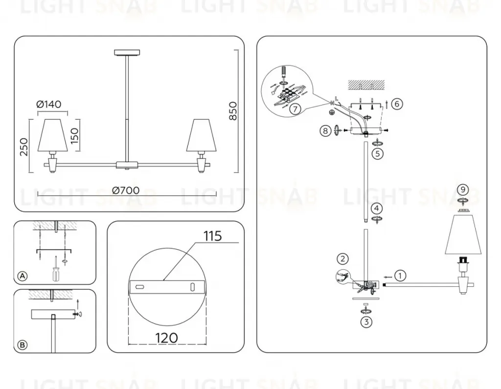 Люстра на штанге Ambrella Light High Light Ceramo Classic LH75044 LH75044