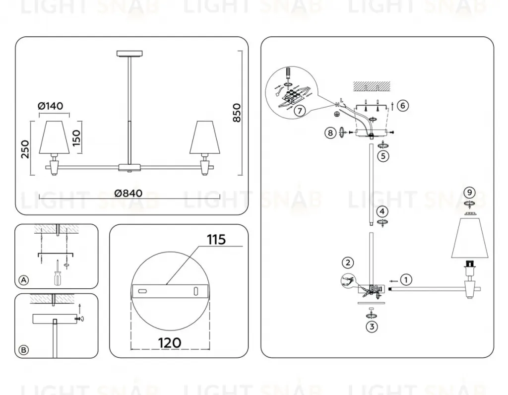 Люстра на штанге Ambrella Light High Light Ceramo Classic LH75045 LH75045