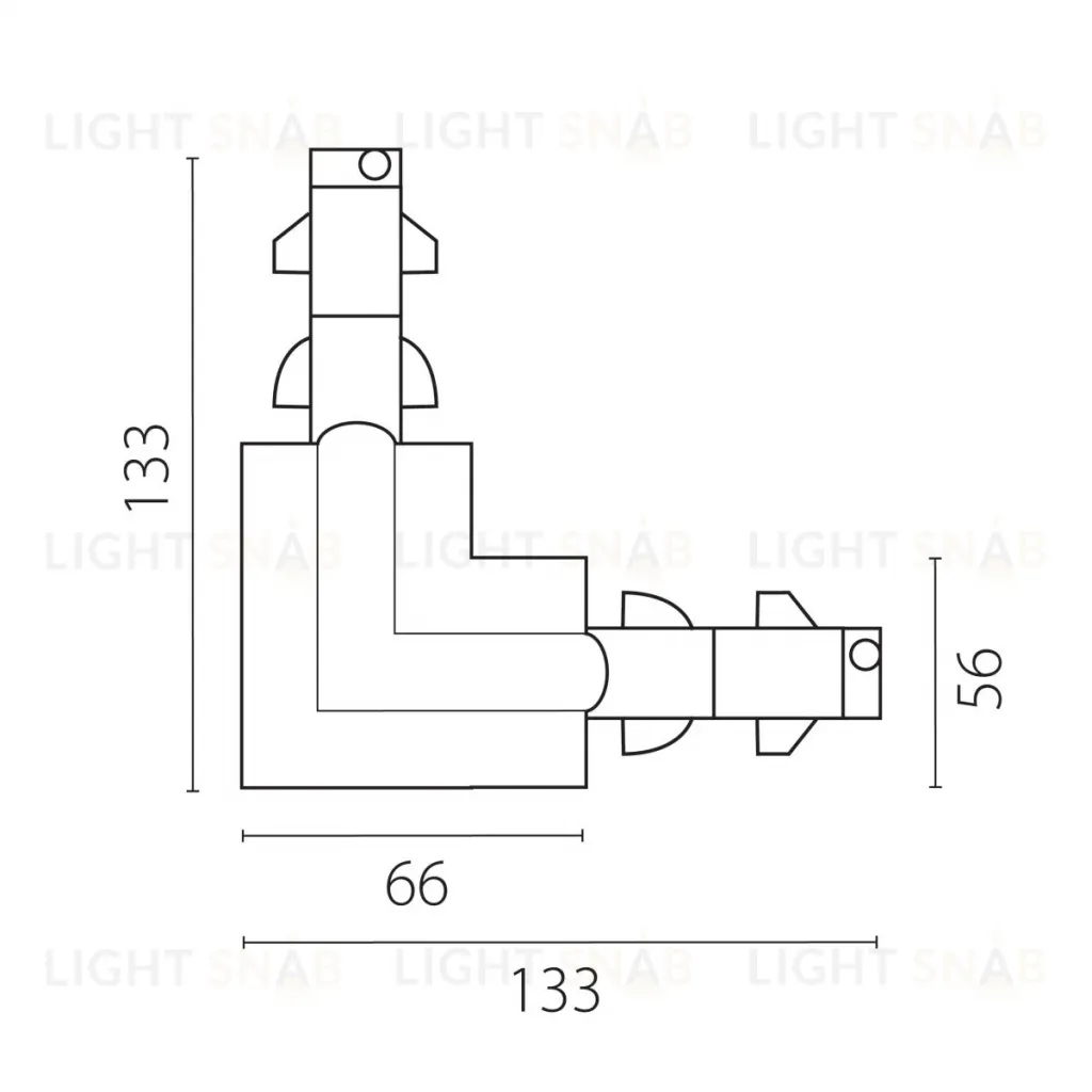Соединение угловое перекидное встраиваемое с подводом питания к треку 5030xx-DALI Lightstar Quattro/DALI/ 503127-R-DALI 503127-R-DALI