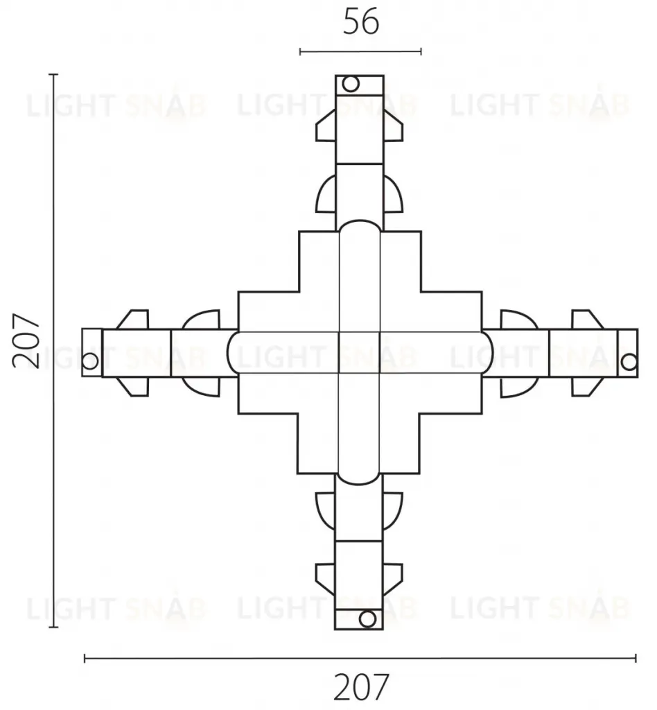 Соединение крестовое встраиваемое с подводом питания к треку 5030xx-DALI Lightstar Quattro/DALI/ 503147-R-DALI 503147-R-DALI
