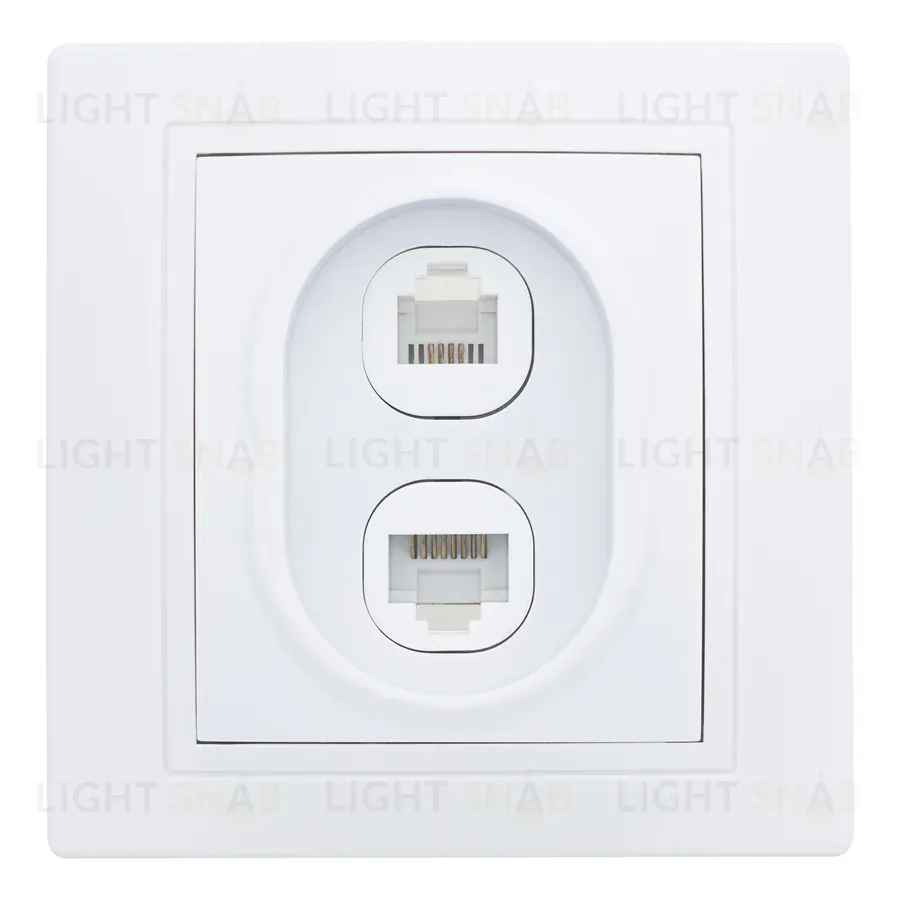Розетка телефонная RJ11 + компьютерная RJ45 скрытой установки IP20, белая "Дельта" General 477229 477229