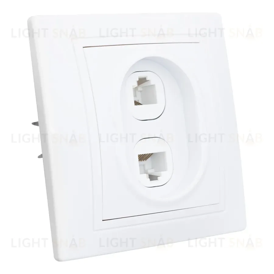Розетка телефонная RJ11 + компьютерная RJ45 скрытой установки IP20, белая "Дельта" General 477229 477229