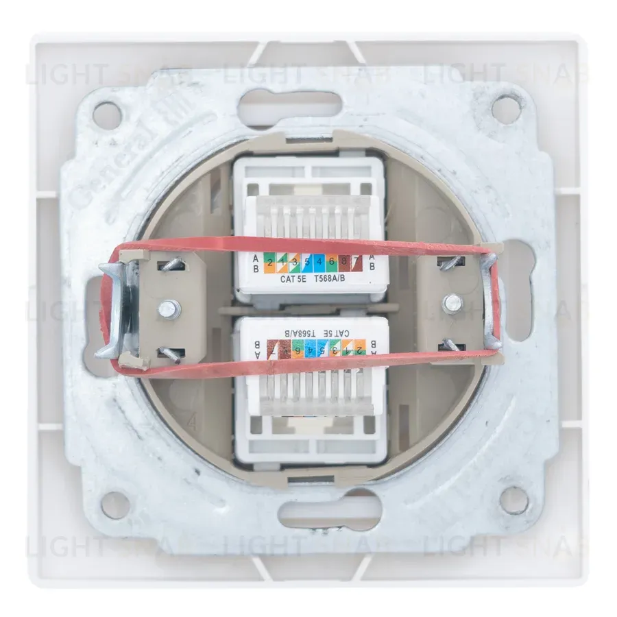 Розетка двойная компьютерная RJ45 скрытой установки IP20, белая "Дельта" General 477231 477231