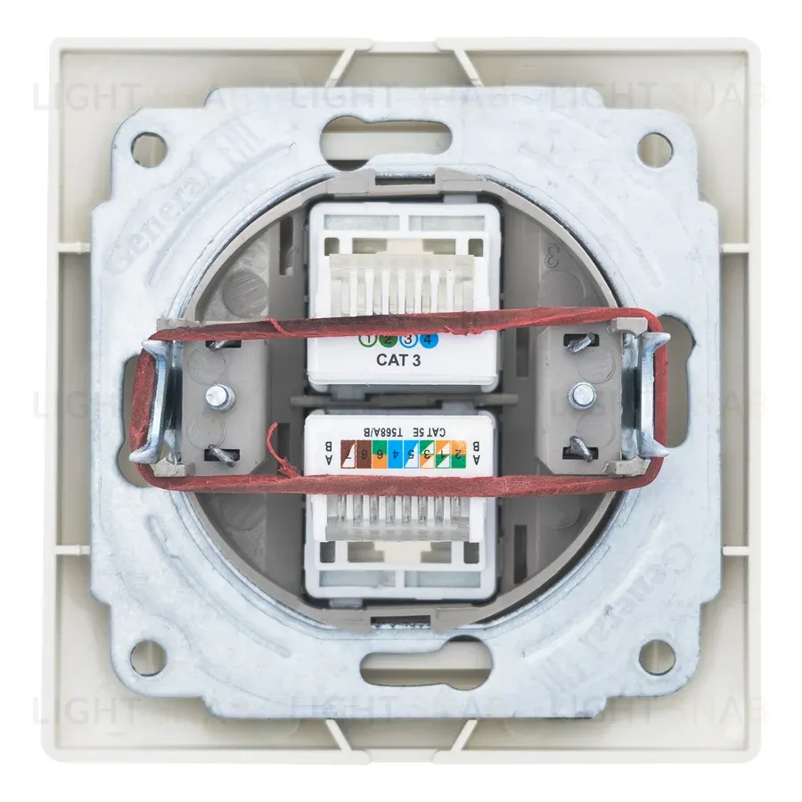 Розетка телефонная RJ11 + компьютерная RJ45 скрытой установки IP20,слоновая кость "Дельта" General 477279 477279