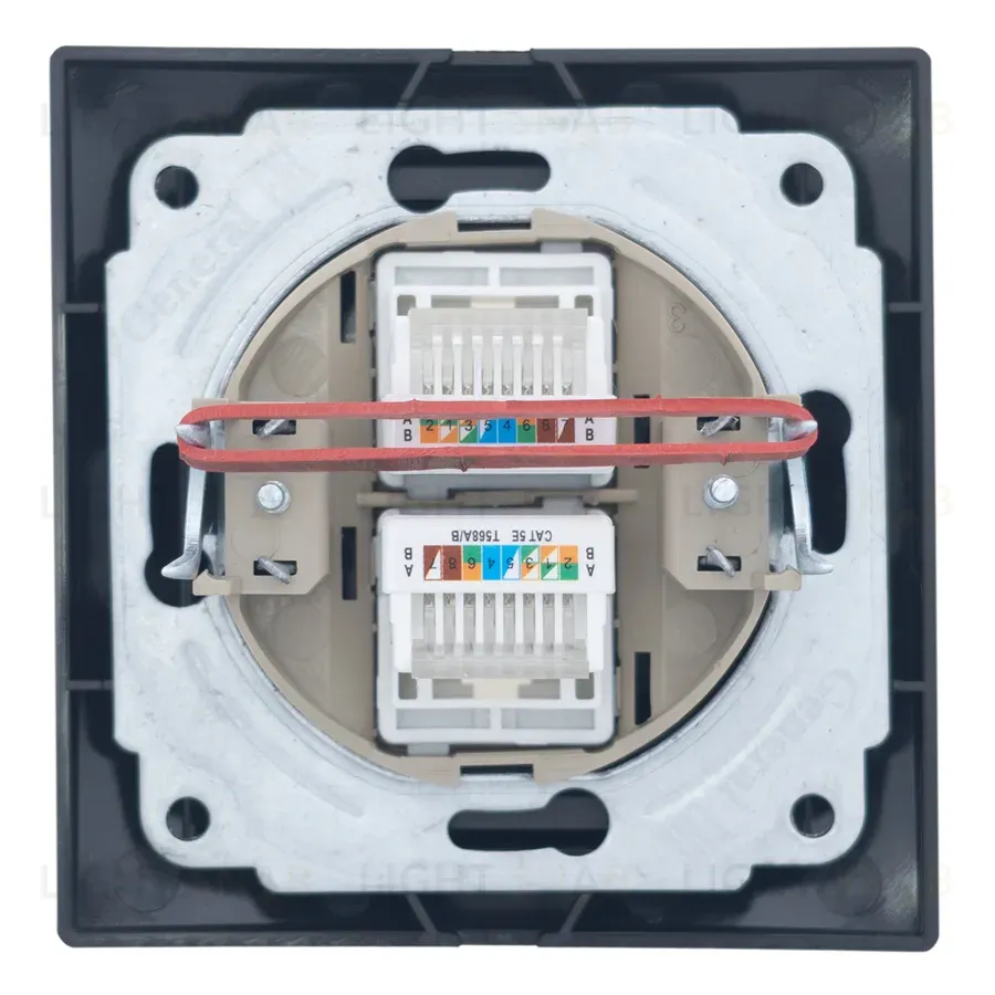 Розетка двойная компьютерная RJ45 скрытой установки IP20, черная "Дельта" General 477331 477331