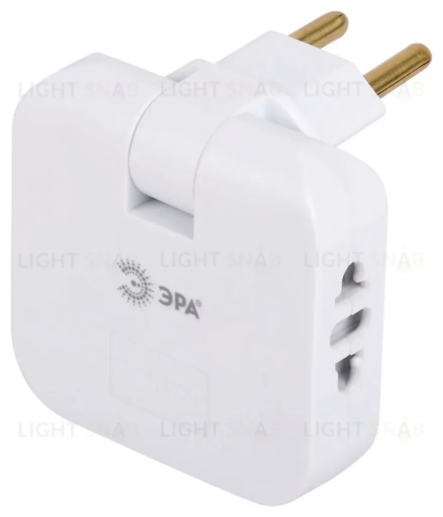 Разветвитель электрический Эра SPF-2-FL-USB поворотный на 2 розетки + 2USB 10А белый Б0069089 Б0069089