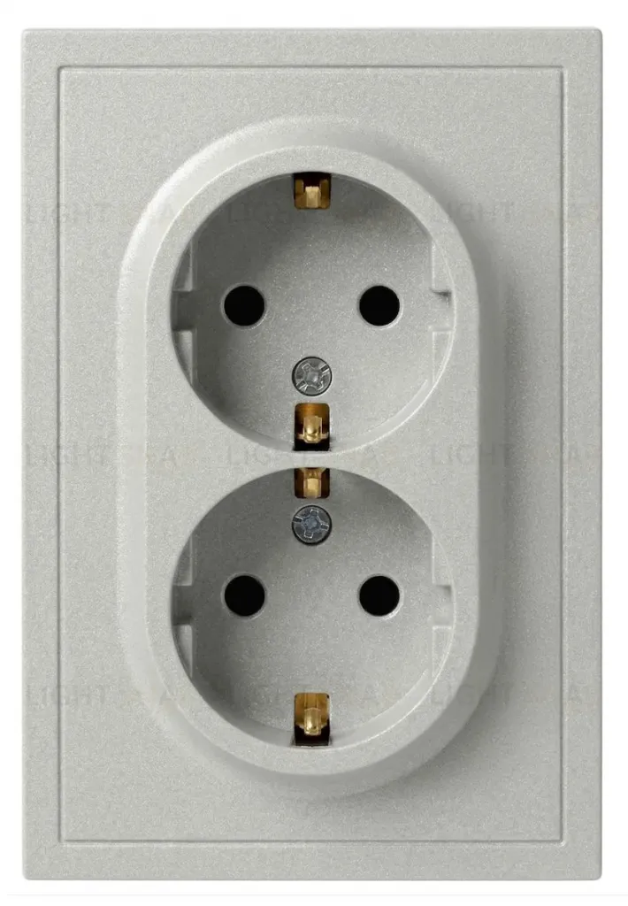 Розетка Эра Galaxy 15-2104-03 с заземлением двойная 2X2P+E Schuko 16А-250В IP20 алюминий Б0070681 Б0070681