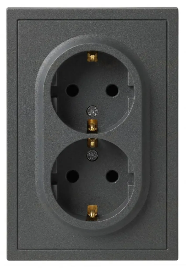 Розетка Эра Galaxy 15-2104-06 с заземлением двойная 2X2P+E Schuko 16А-250В IP20 графит Б0070687 Б0070687
