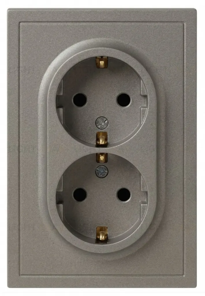 Розетка Эра Galaxy 15-2104-07 с заземлением двойная 2X2P+E Schuko 16А-250В IP20 титан Б0070689 Б0070689