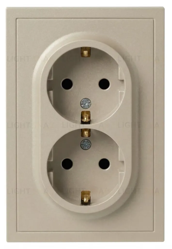 Розетка Эра Galaxy 15-2104-04 с заземлением двойная 2X2P+E Schuko 16А-250В IP20 шампань Б0070684 Б0070684