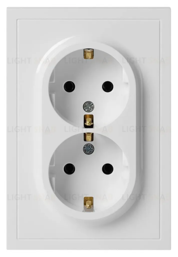 Розетка Эра Galaxy 15-2105-01 с заземлением двойная 2X2P+E Schuko со шторками IP20 16А-250В белый Б0070697 Б0070697