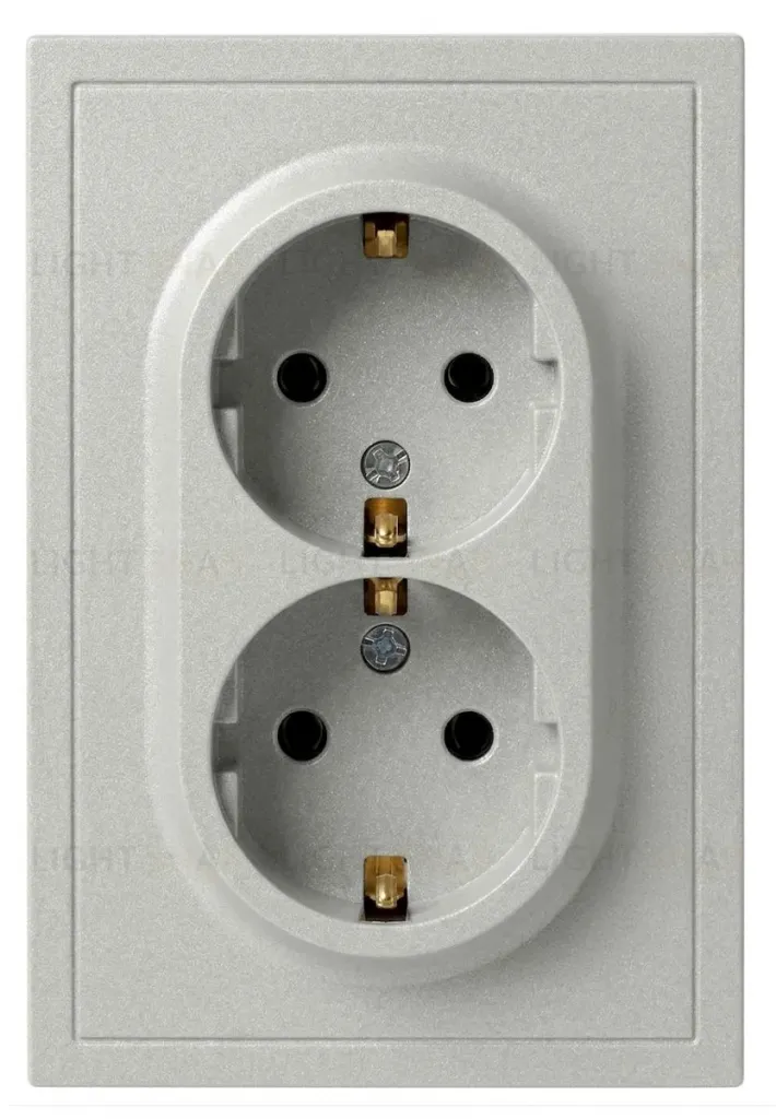 Розетка Эра Galaxy 15-2105-03 с заземлением двойная 2X2P+E Schuko со шторками IP20 16А-250В алюминий Б0070701 Б0070701