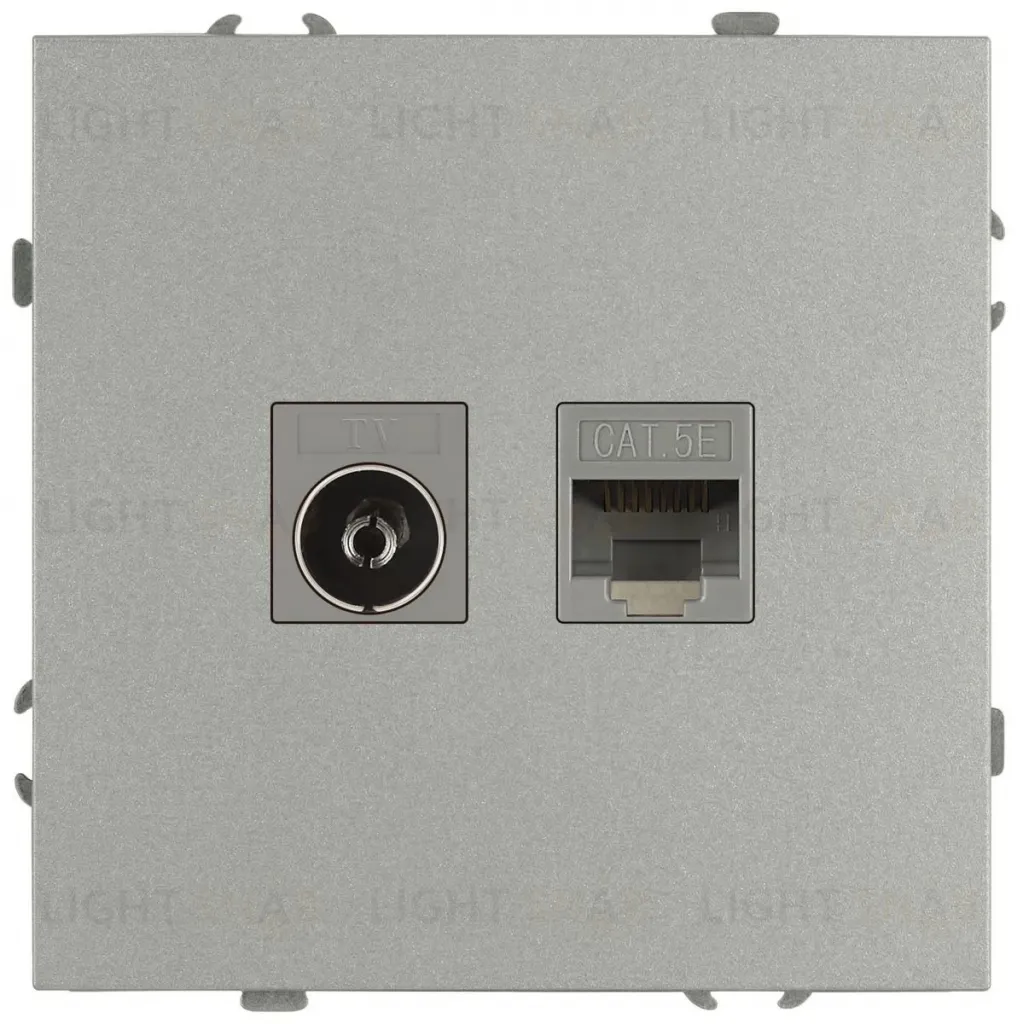 Розетка Эра Galaxy 15-3110-03 комбинированная RJ45+TV IP20 алюминий Б0070780 Б0070780