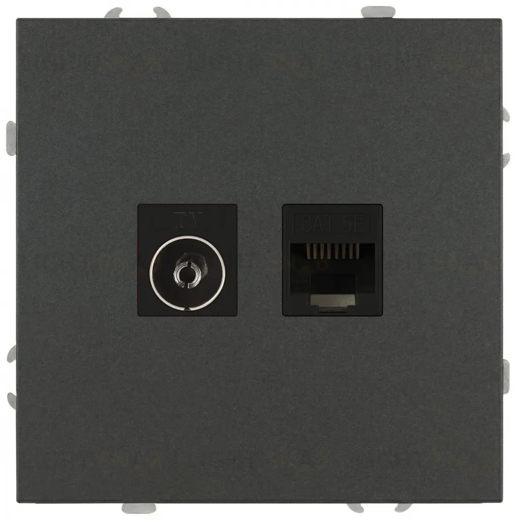 Розетка Эра Galaxy 15-3110-06 комбинированная RJ45+TV IP20 графит Б0070786 Б0070786