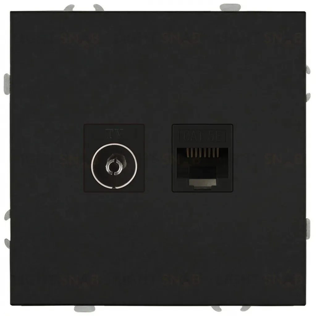 Розетка Эра Galaxy 15-3110-05 комбинированная RJ45+TV IP20 антрацит Б0070784 Б0070784