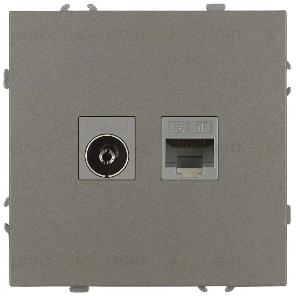 Розетка Эра Galaxy 15-3110-07 комбинированная RJ45+TV IP20 титан Б0070788 Б0070788