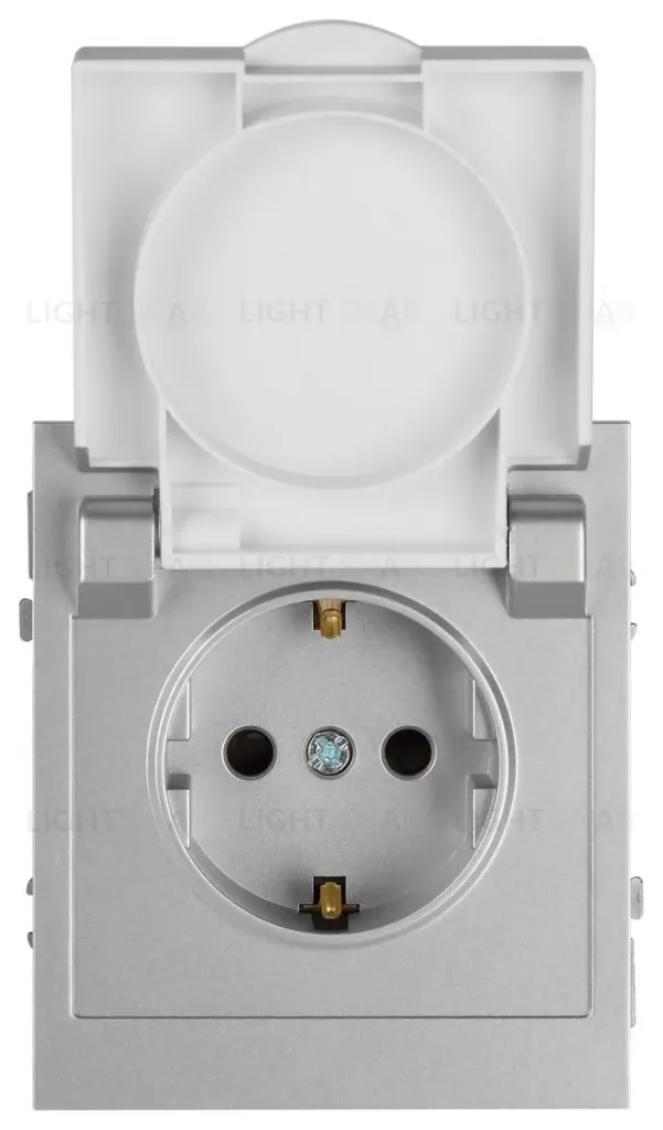 Розетка Эра Arktik 16-2103-03 с заземлением 2P+E Schuko со шторками с крышкой 16А-250В алюминий Б0070436 Б0070436