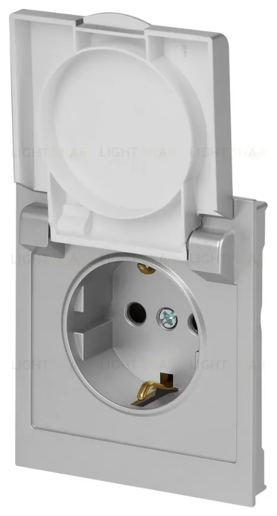 Розетка Эра Arktik 16-2103-03 с заземлением 2P+E Schuko со шторками с крышкой 16А-250В алюминий Б0070436 Б0070436