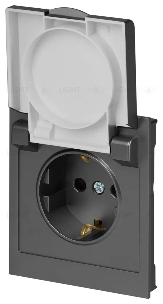 Розетка Эра Arktik 16-2103-06 с заземлением 2P+E Schuko со шторками с крышкой 16А-250В графит Б0070439 Б0070439