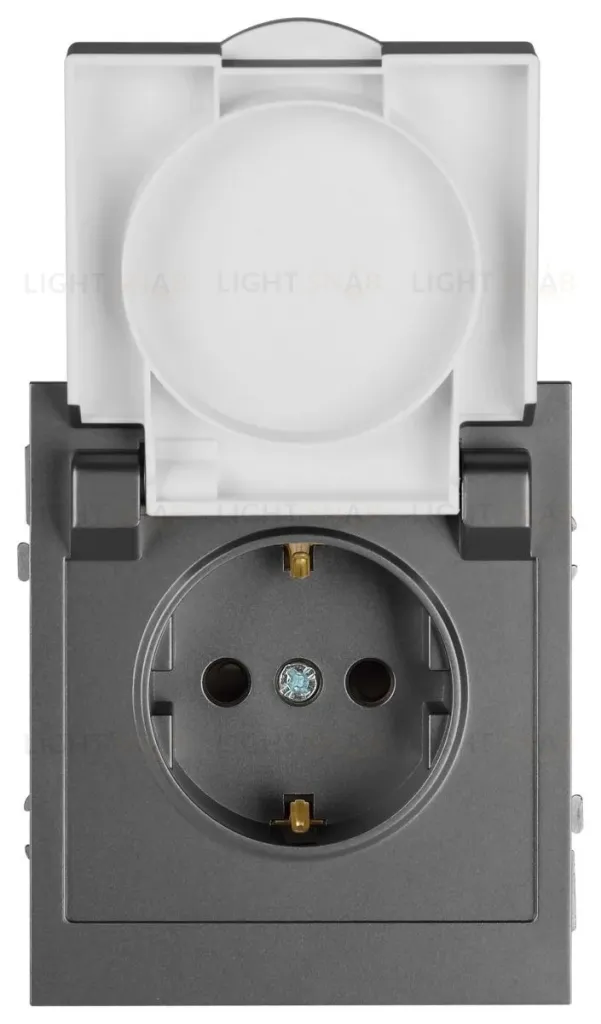 Розетка Эра Arktik 16-2103-06 с заземлением 2P+E Schuko со шторками с крышкой 16А-250В графит Б0070439 Б0070439