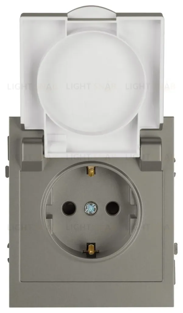 Розетка Эра Arktik 16-2103-07 с заземлением 2P+E Schuko со шторками с крышкой 16А-250В титан Б0070440 Б0070440