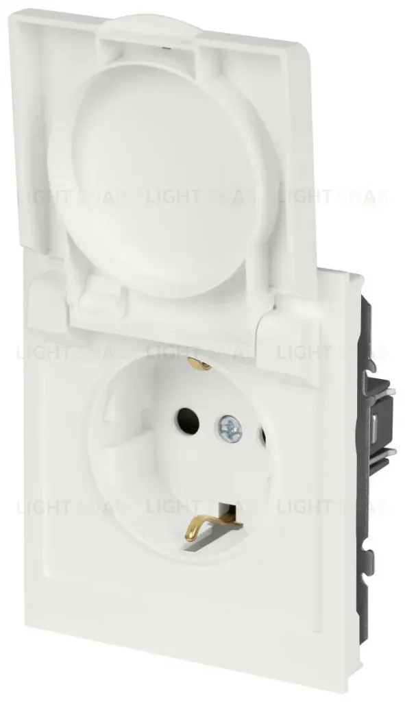 Розетка Эра Arktik 16-2103-08 с заземлением 2P+E Schuko со шторками с крышкой 16А-250В белый матовый Б0070441 Б0070441