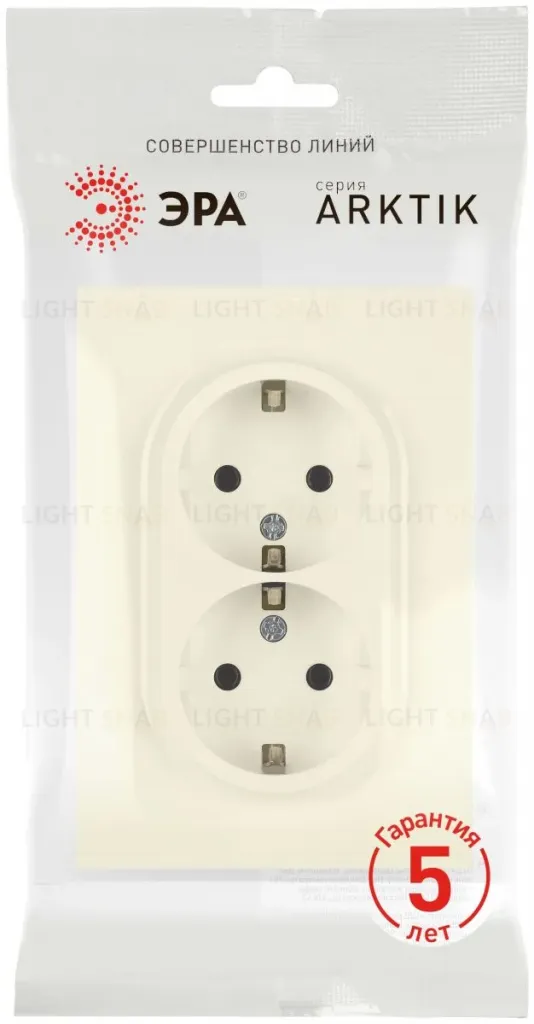 Розетка Эра Arktik 16-2104-02 двойная с заземлением 2X2P+E Schuko 16А-250В слоновая кость Б0070445 Б0070445