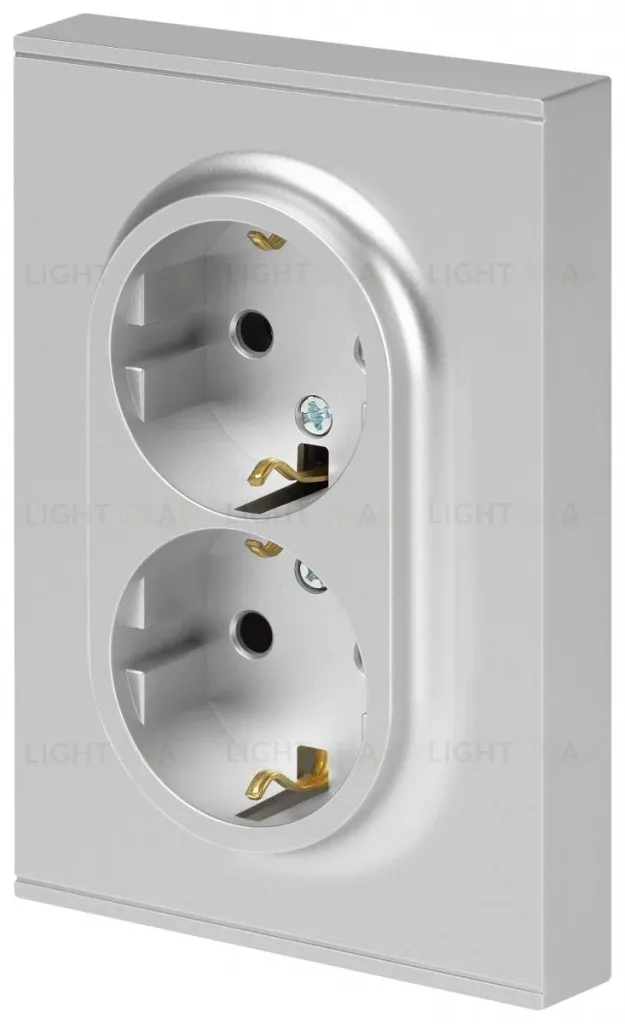 Розетка Эра Arktik 16-2104-03 двойная с заземлением 2X2P+E Schuko 16А-250В алюминий Б0070446 Б0070446