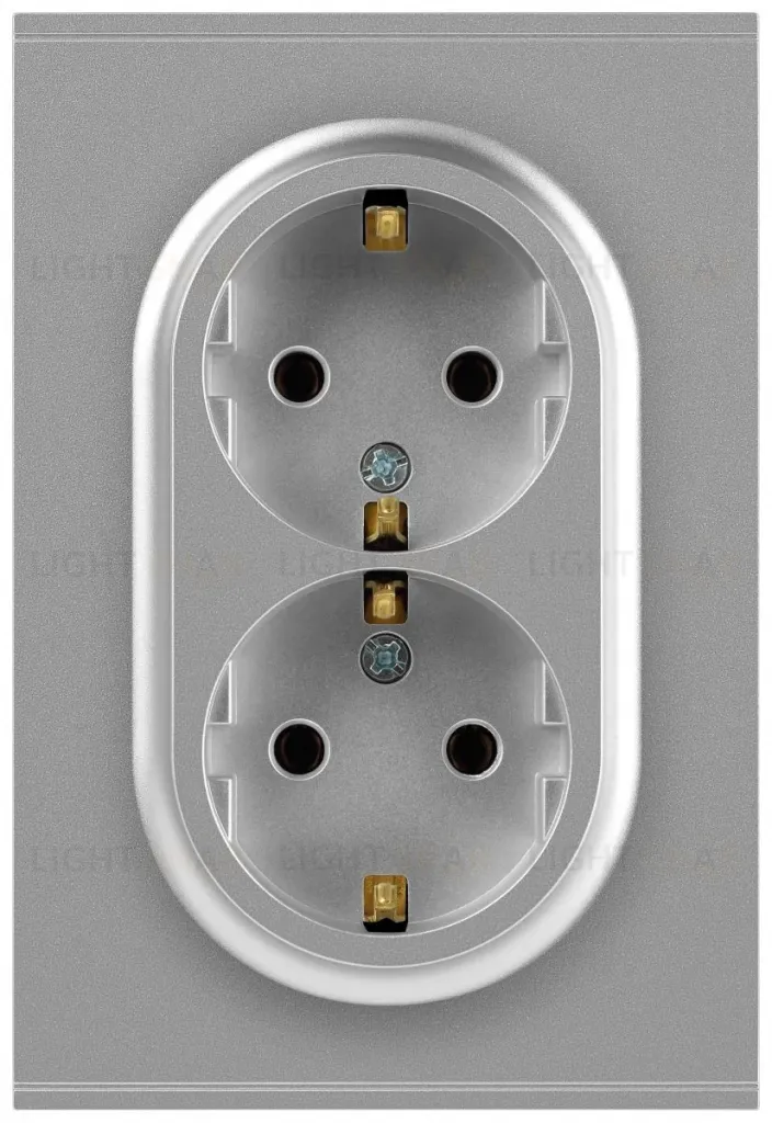 Розетка Эра Arktik 16-2104-03 двойная с заземлением 2X2P+E Schuko 16А-250В алюминий Б0070446 Б0070446