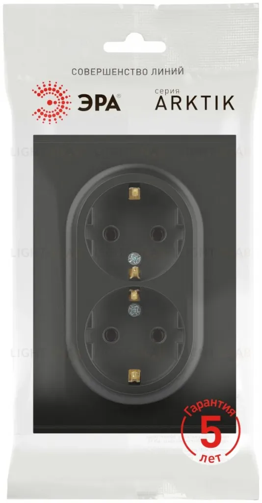 Розетка Эра Arktik 16-2104-05 двойная с заземлением 2X2P+E Schuko 16А-250В антрацит Б0070448 Б0070448