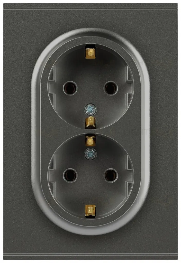 Розетка Эра Arktik 16-2104-06 двойная с заземлением 2X2P+E Schuko 16А-250В графит Б0070449 Б0070449