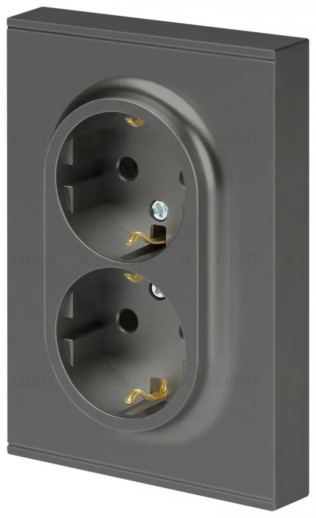 Розетка Эра Arktik 16-2104-06 двойная с заземлением 2X2P+E Schuko 16А-250В графит Б0070449 Б0070449
