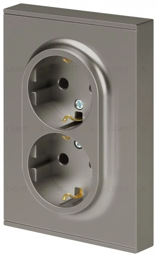 Розетка Эра Arktik 16-2104-07 двойная с заземлением 2X2P+E Schuko 16А-250В титан Б0070450 Б0070450