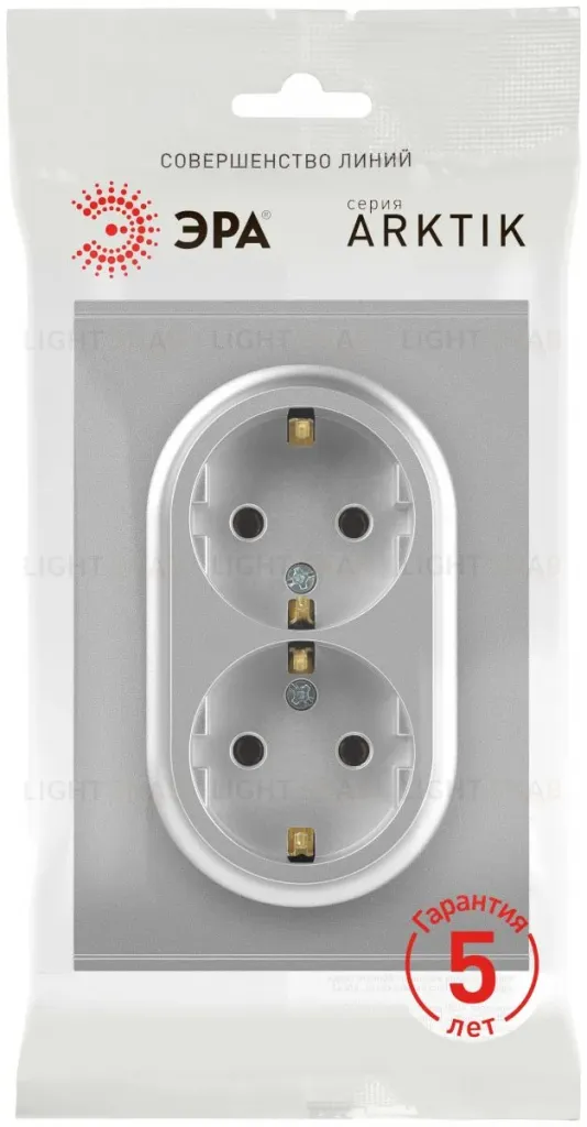 Розетка Эра Arktik 16-2105-03 двойная с заземлением 2X2P+E Schuko со шторками 16А-250В алюминий Б0070456 Б0070456