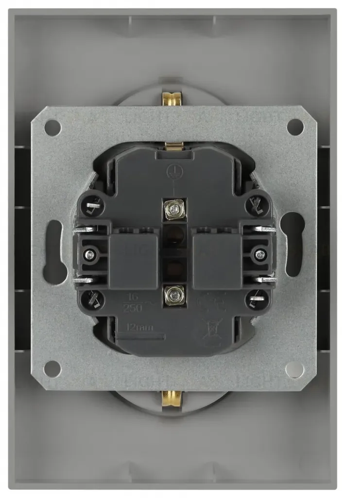 Розетка Эра Arktik 16-2105-03 двойная с заземлением 2X2P+E Schuko со шторками 16А-250В алюминий Б0070456 Б0070456