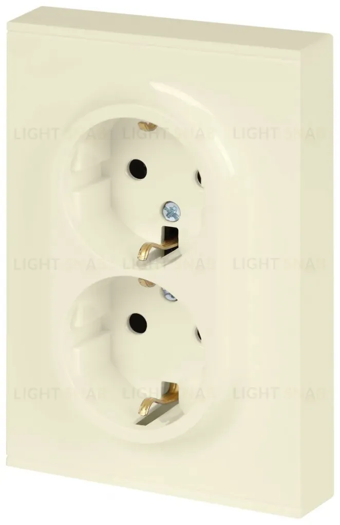 Розетка Эра Arktik 16-2105-02 двойная с заземлением 2X2P+E Schuko со шторками 16А-250В слоновая кость Б0070455 Б0070455